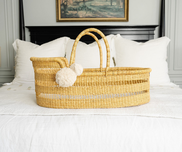 Modern Open Weave<br> African Moses Basket <br> Vegan Handle