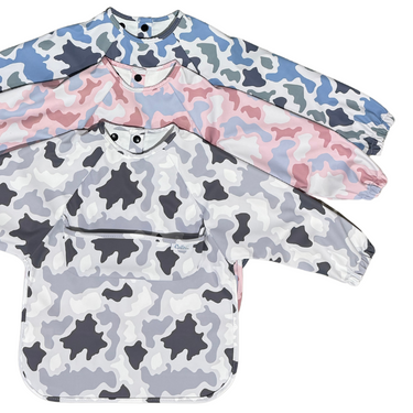 Grayson Long Sleeve Bib in Camo design, perfect for keeping babies clean during mealtime.