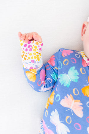 Korrie Butterflies Bamboo Ruffle Convertible Footie