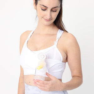 Chloe 4 Running Nursing & Pumping Sports Bra (White Magnolia)