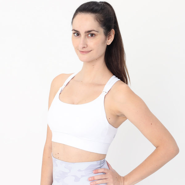 Chloe 4 Running Nursing & Pumping Sports Bra (White Magnolia)