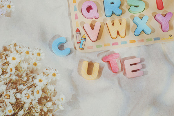 WonderBee Wooden Alphabet Chunky Puzzle