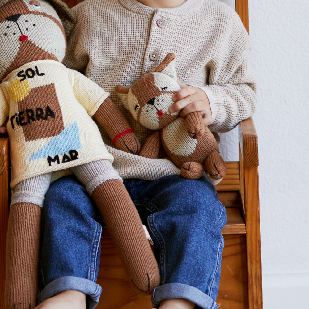 Soft Baby Frenchie plush toy, perfect comforter and lovey for infants. Adorable and cuddly design for little ones.