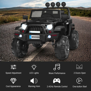 12V kids ride-on truck with remote control, double magnetic door, perfect for outdoor fun and adventure. Angle 6 view.