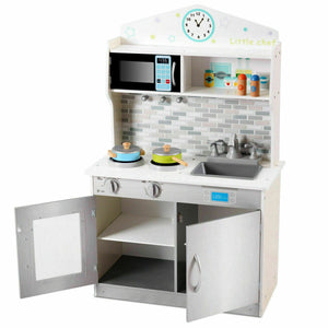 Kids Wooden Pretend Cooking Playset Cookware Play Set Kitchen Toys Toddler Gift