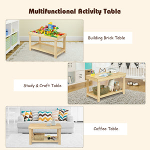 Solid multifunctional wood kids activity play table at angle 13, perfect for playtime and creativity.