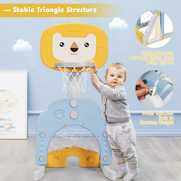 3-in-1 Adjustable Kids Basketball Hoop Sports Set - Adjustable Height