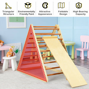 Foldable Wooden Climbing Triangle Indoor Home Climber Ladder for Toddlers & Kids