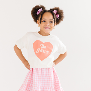 "Be Mine Heart baby décor accessory in angle view, perfect for nursery styling and adding a touch of love."