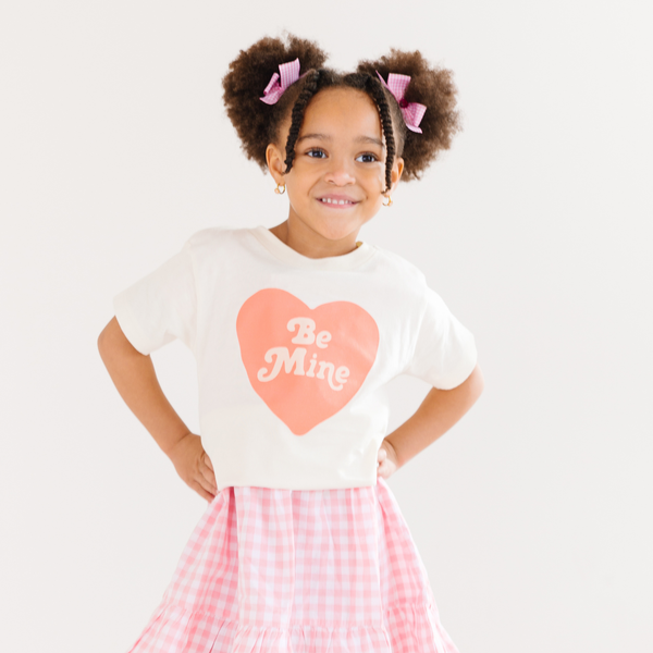 "Be Mine Heart baby décor accessory in angle view, perfect for nursery styling and adding a touch of love."