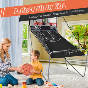 Foldable Double Electronic Basketball Game with 4 Balls Indoor for Kids & Family