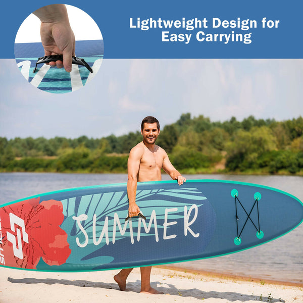 10 Feet Inflatable Paddle Board with Backpack, Leash, and Aluminum Paddle - Perfect for Surfing Adventures.