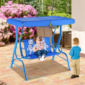 Outdoor Kids Patio Swing Bench with Canopy 2 Seats for Kids - Outdoor Play