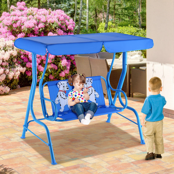 Outdoor Kids Patio Swing Bench with Canopy 2 Seats for Kids - Outdoor Play