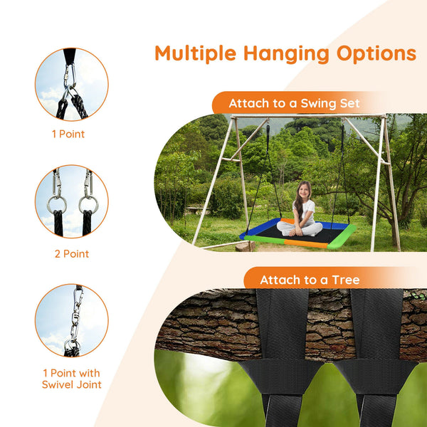 60 Inches Platform Tree Swing Outdoor with  2 Hanging Straps for Infants