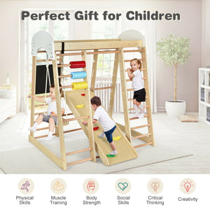 Indoor Playground Climbing Gym Wooden 8-in-1 Climber Playset for Children