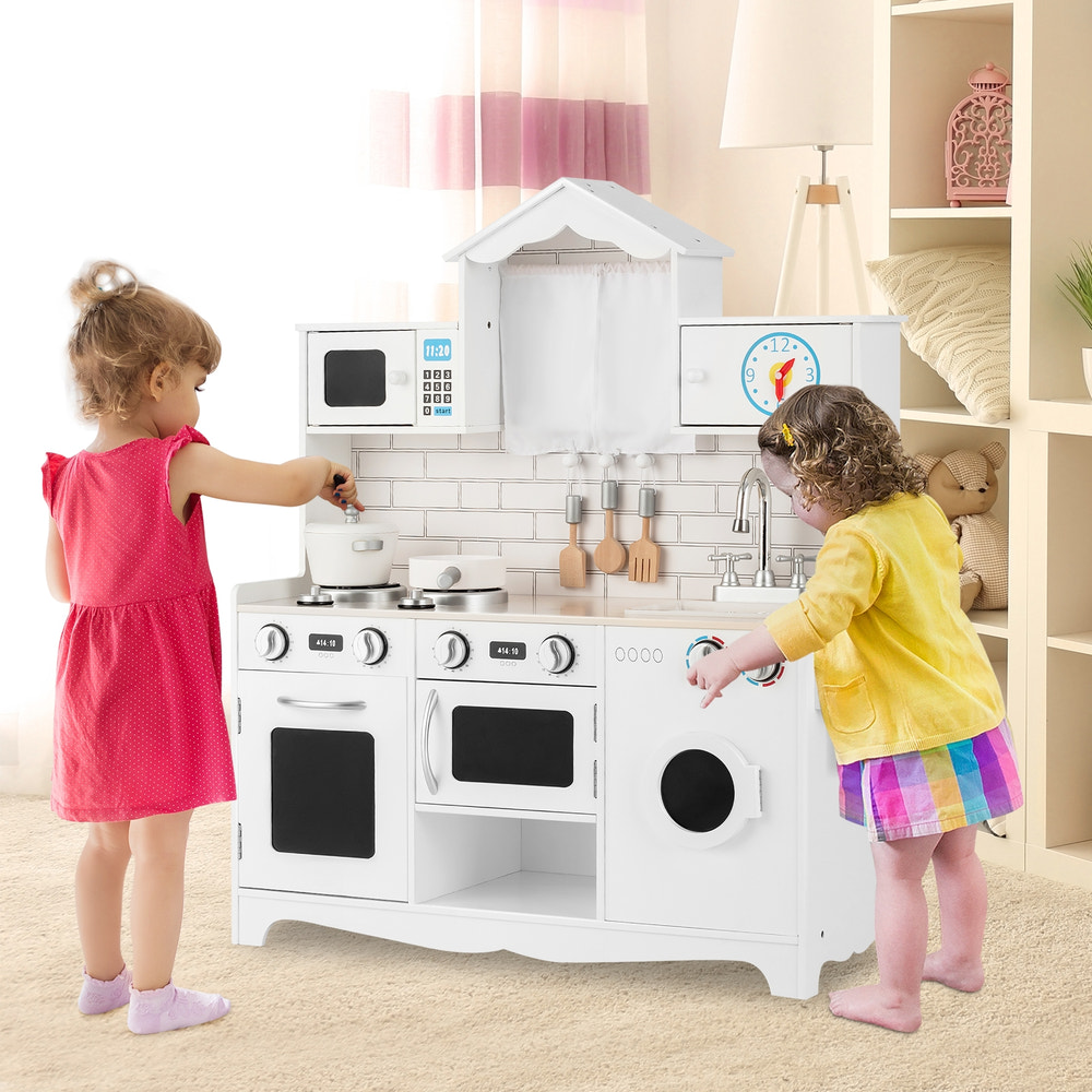 Wooden Kids Kitchen with Washing Machine - Realistic