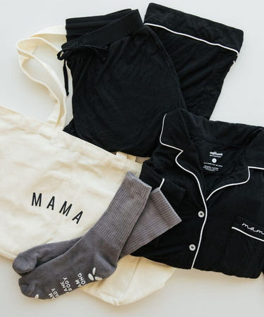 "Hospital Comfort Bundle for new moms, featuring cozy maternity and nursing wear essentials."