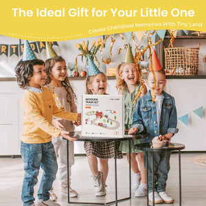 Tiny Land® Wooden Train Set for Children 39 Pcs