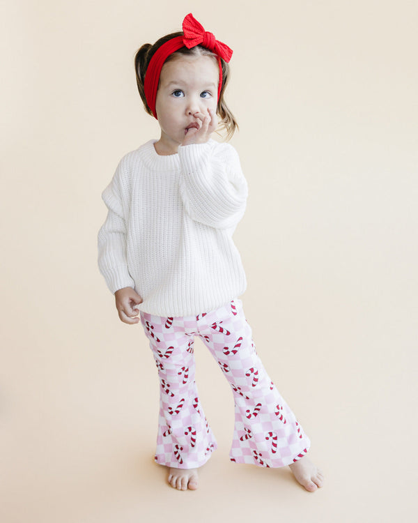 Checkered Candy Cane Flare Pants | Pink