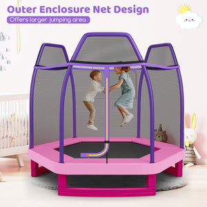 7 Feet Kids Recreational Bounce Jumper Trampoline - Safety Net