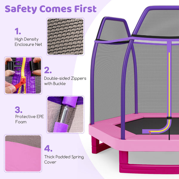 7 Feet Kids Recreational Bounce Jumper Trampoline - Safety Net