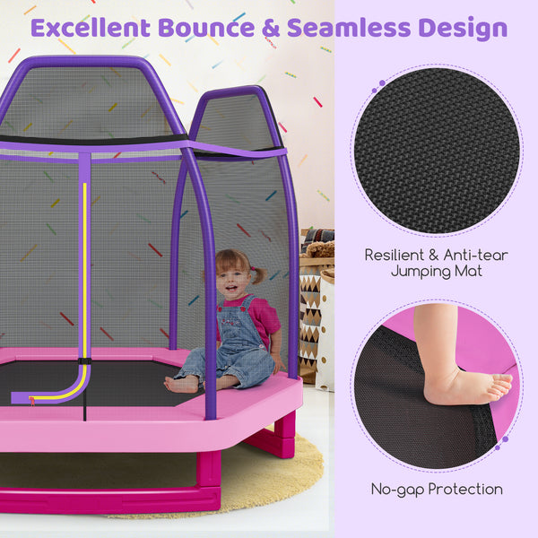7 Feet Kids Recreational Bounce Jumper Trampoline - Safety Net