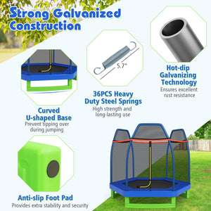 7 Feet Kids Recreational Bounce Jumper Trampoline - Safety Net
