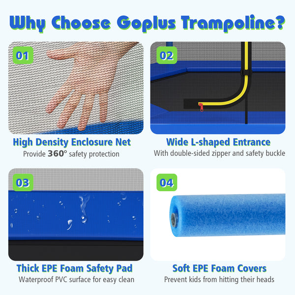 7 Feet Kids Recreational Bounce Jumper Trampoline - Safety Net