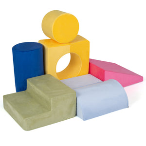 7-Piece Foam Climbing Blocks for Toddlers 1-3 Years Old with Detachable Covers-Yellow