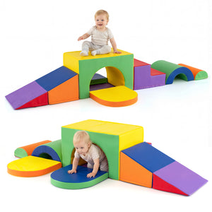 7-Piece Soft Foam Toddler Climbing Blocks Set PU Leather for 1+ Year Old