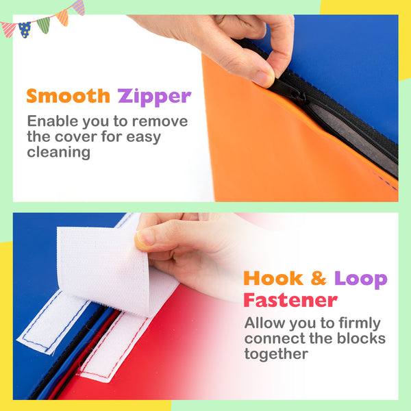 7-Piece Soft Foam Toddler Climbing Blocks Set PU Leather for 1+ Year Old