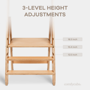 Kids Step Stool for Ages 3+ in Natural Wood