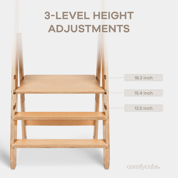 Kids Step Stool for Ages 3+ in Natural Wood