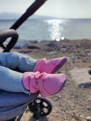 Organic Cotton Baby Booties, Non-Slip Sole, Cotton Newborn Booties Home Nursery Shoes, Pink