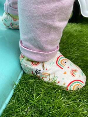 Ella Bonna Non-Slip Sole Rainbow Baby Booties, Home Boot Slippers Nursery Shoes