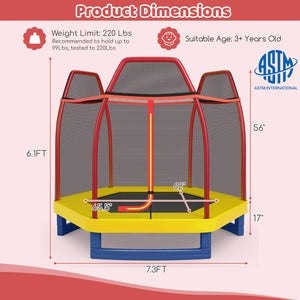 7 Feet Kids Recreational Bounce Jumper Trampoline - Safety Net