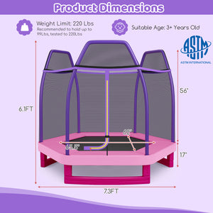 7 Feet Kids Recreational Bounce Jumper Trampoline - Safety Net