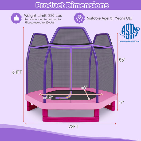 7 Feet Kids Recreational Bounce Jumper Trampoline - Safety Net
