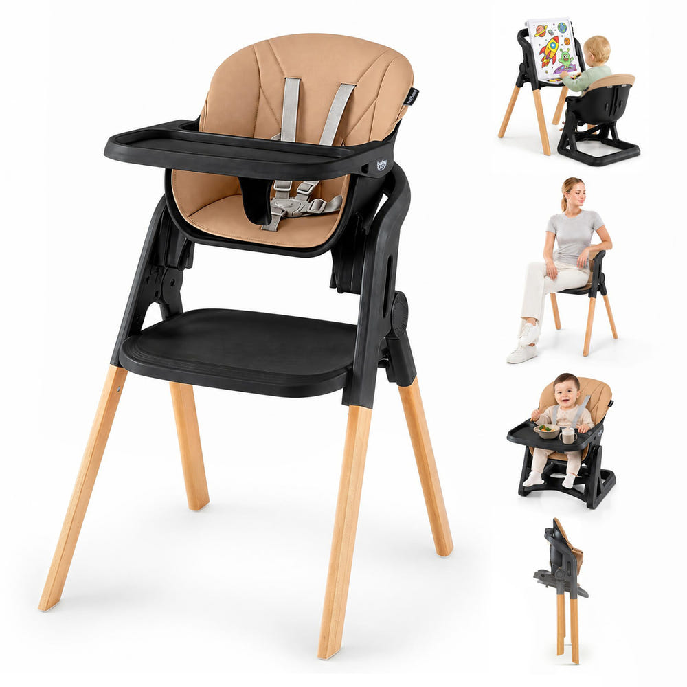 7-in-1 Convertible Foldable Baby High Chair with Adjustable Tray for Kids