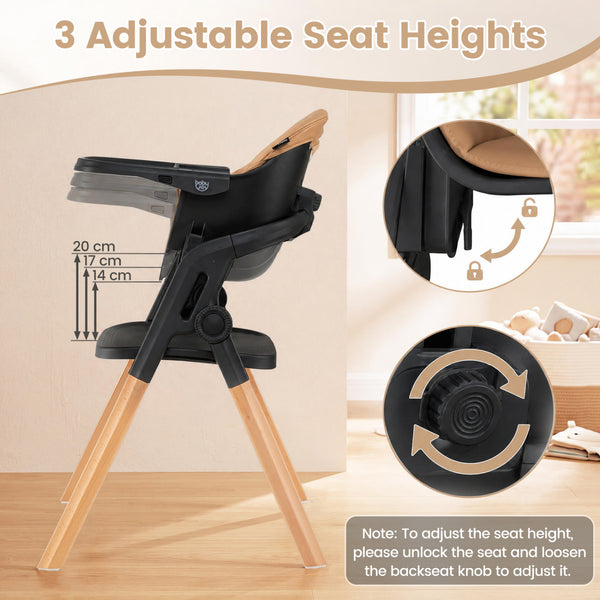 7-in-1 Convertible Foldable Baby High Chair with Adjustable Tray for Kids