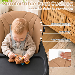 7-in-1 Convertible Foldable Baby High Chair with Adjustable Tray for Kids