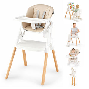 7-in-1 Convertible Foldable Baby High Chair with Adjustable Tray for Kids
