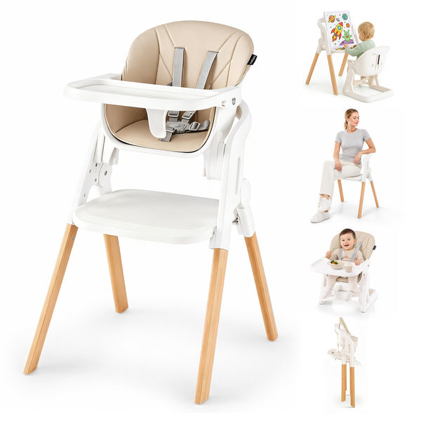 7-in-1 Convertible Foldable Baby High Chair with Adjustable Tray for Kids