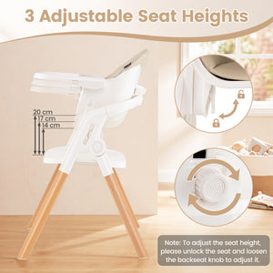 7-in-1 Convertible Foldable Baby High Chair with Adjustable Tray for Kids