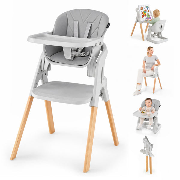 7-in-1 Convertible Foldable Baby High Chair with Adjustable Tray for Kids