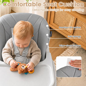 7-in-1 Convertible Foldable Baby High Chair with Adjustable Tray for Kids