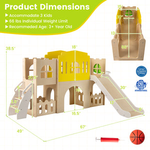 7-in-1 Toddler Slide Set for Kids with Climber and Basketball Hoop