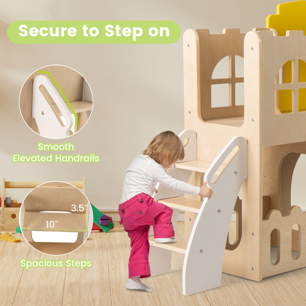 7-in-1 Toddler Slide Set for Kids with Climber and Basketball Hoop