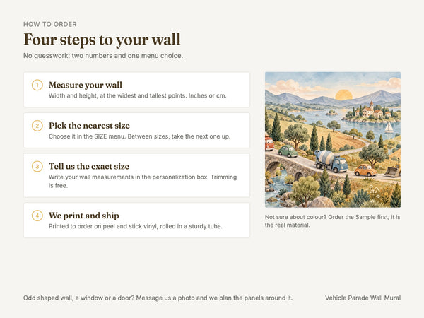 Watercolor Vehicle Parade Wall Mural, image 6